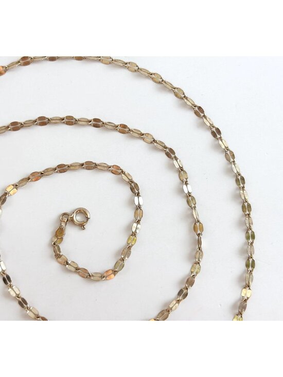Jewelry - Italian Made Flat Nugget Chain Gold Sterling Silver 925 Vintage Necklace - 24"